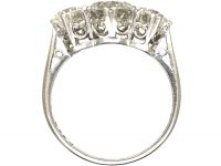 Art Deco Platinum, Three Stone Diamond Ring