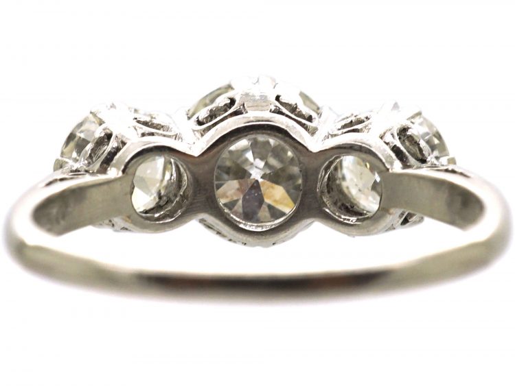 Art Deco Platinum, Three Stone Diamond Ring