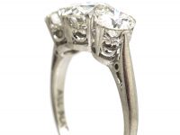 Art Deco Platinum, Three Stone Diamond Ring
