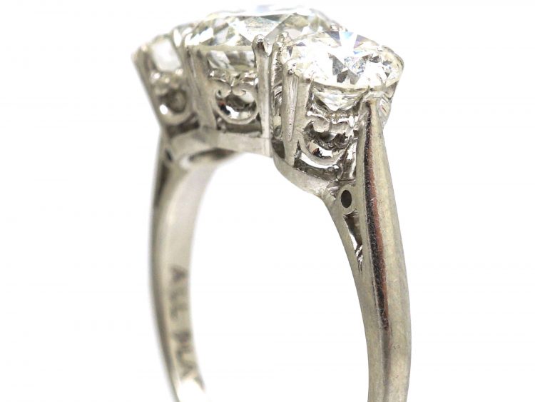 Art Deco Platinum, Three Stone Diamond Ring