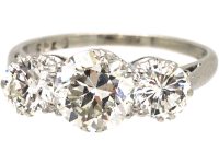 Art Deco Platinum, Three Stone Diamond Ring