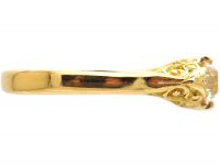 Victorian 18ct Gold, Three Stone Diamond & Sapphire Carved Half Hoop Ring