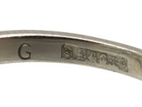 Art Deco Platinum, Three Stone Diamond Ring with Diamond Set Shoulders