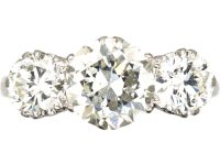 Art Deco Platinum, Three Stone Diamond Ring