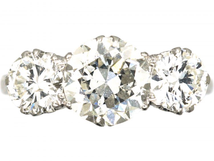 Art Deco Platinum, Three Stone Diamond Ring