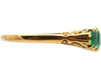 Edwardian 18ct Gold, Five Stone Emerald Carved Half Hoop Ring