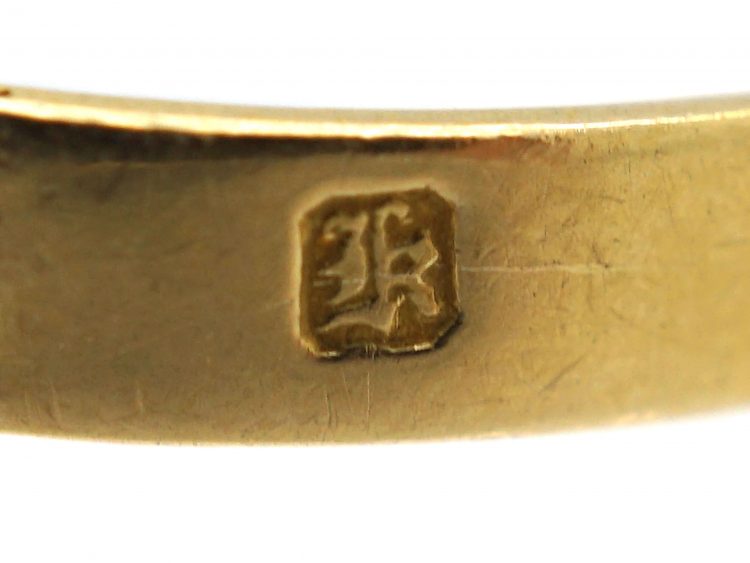 Early Victorian 18ct Gold Black Enamel & Natural Split Pearl Ring