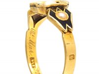 Early Victorian 18ct Gold Black Enamel & Natural Split Pearl Ring