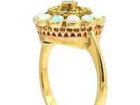 Edwardian 18ct Gold, Opal, Diamond & Green Garnet Cluster Ring