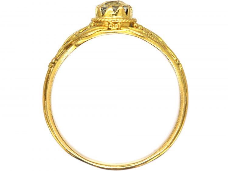 Arts & Crafts 18ct Gold Ring set with an Aquamarine attributed to Arthur Gaskin