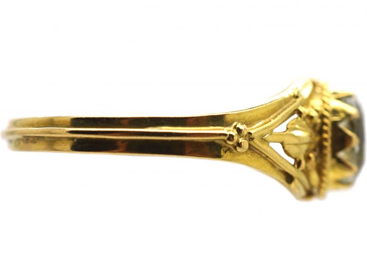 Arts & Crafts 18ct Gold Ring set with an Aquamarine attributed to Arthur Gaskin