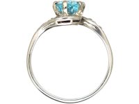 Art Deco Platinum, Aquamarine & Diamond Twist Ring