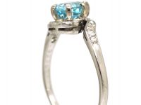 Art Deco Platinum, Aquamarine & Diamond Twist Ring