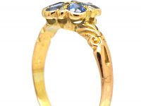Edwardian 18ct Gold, Sapphire & Rose Diamond Pansy Cluster Ring