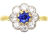 18ct Gold, Sapphire & Diamond Cluster Ring