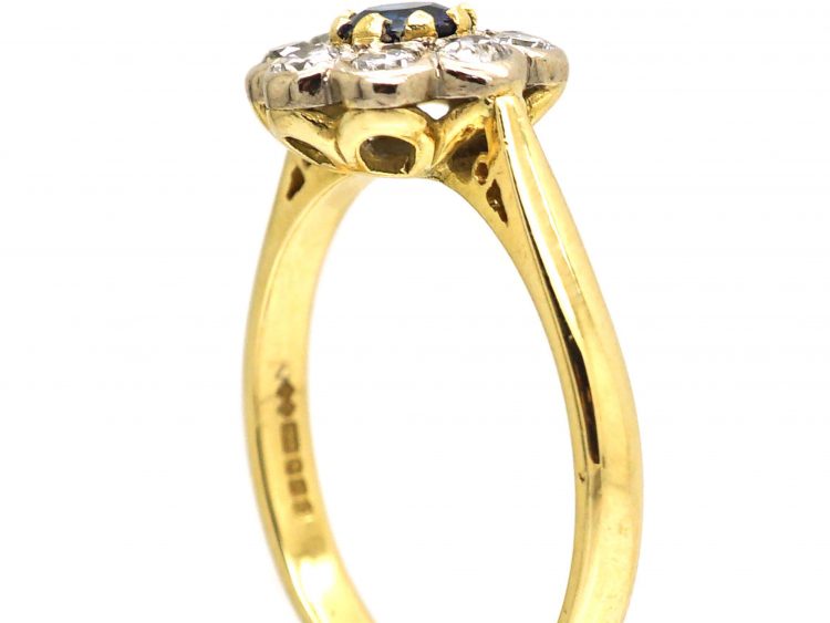 18ct Gold, Sapphire & Diamond Cluster Ring