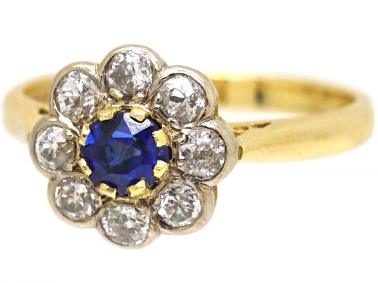 18ct Gold, Sapphire & Diamond Cluster Ring