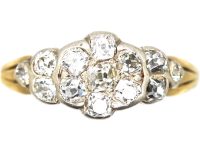 Early 19th Century 18ct Gold & Silver, Diamond Cluster Ring with Locket on Reverse