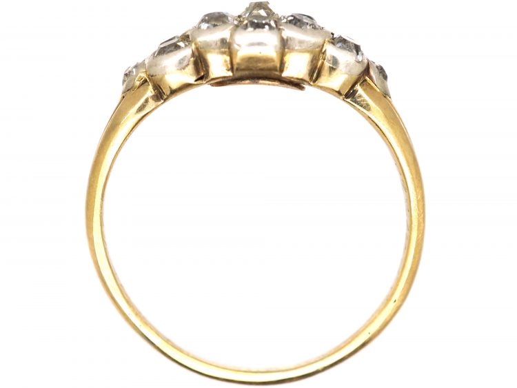 Early 19th Century 18ct Gold & Silver, Diamond Cluster Ring with Locket on Reverse