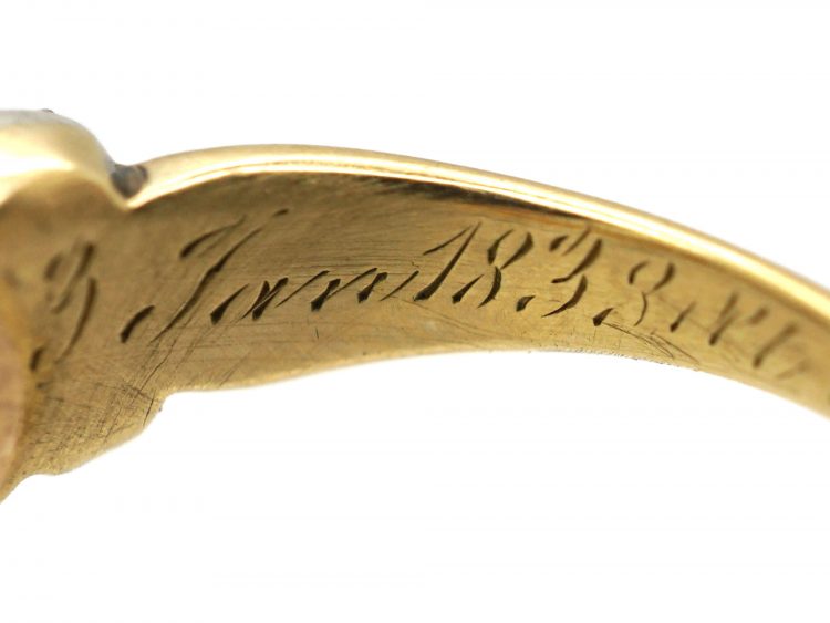 Early 19th Century 18ct Gold & Silver, Diamond Cluster Ring with Locket on Reverse