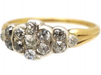Early 19th Century 18ct Gold & Silver, Diamond Cluster Ring with Locket on Reverse