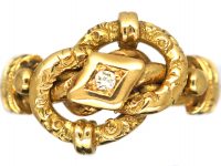 Early 20th Century 18ct Gold Lover's Knot Ring set with a Diamond