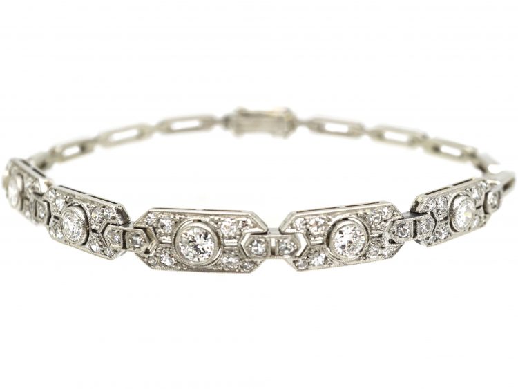 Art Deco 18ct White Gold & Diamond Bracelet