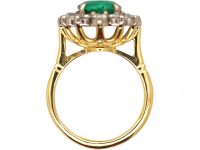 Large 18ct Gold, Emerald & Diamond Cluster Ring
