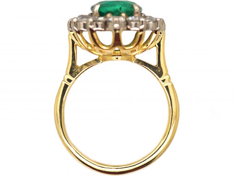 Large 18ct Gold, Emerald & Diamond Cluster Ring