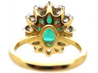 Large 18ct Gold, Emerald & Diamond Cluster Ring