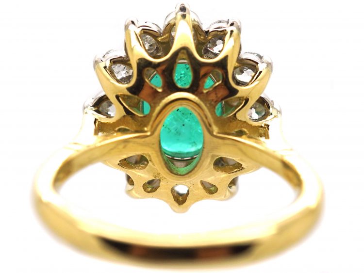 Large 18ct Gold, Emerald & Diamond Cluster Ring
