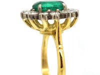 Large 18ct Gold, Emerald & Diamond Cluster Ring