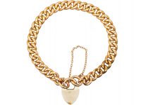 Edwardian 15ct Gold Curb Link Bracelet with Padlock