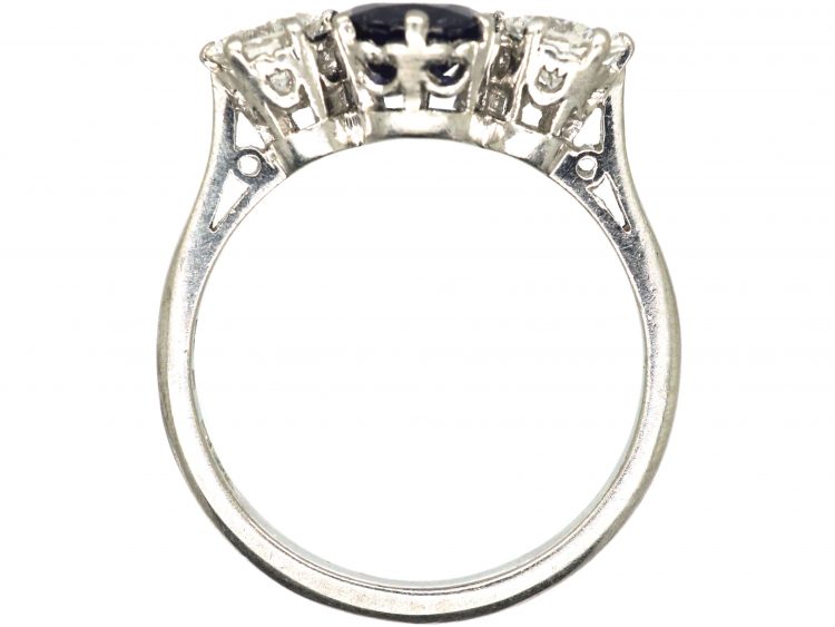 Retro Platinum, Sapphire & Diamond Three Stone Ring