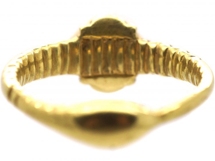 Georgian 18ct Gold Ouroboros Ring set with Four Turquoise & a Diamond