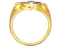 William IV 18ct Gold & Diamond Ring with an Amethyst Intaglio of a Crown