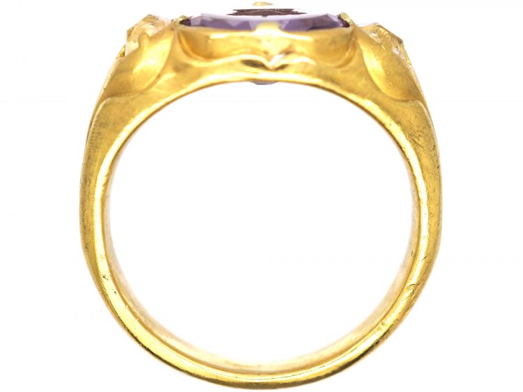 William IV 18ct Gold & Diamond Ring with an Amethyst Intaglio of a Crown