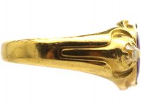William IV 18ct Gold & Diamond Ring with an Amethyst Intaglio of a Crown