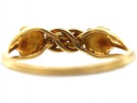 Early 19th Century 18ct Gold, Forget me Not Double Turquoise Clusters & Lover's Knot Ring