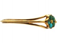 Early 19th Century 18ct Gold, Forget me Not Double Turquoise Clusters & Lover's Knot Ring