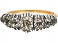 French Early 19th Century Five Stone Old Mine Cut Diamond Ring