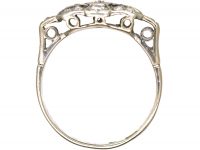 Art Deco 18ct White Gold Diamond Ring with Baguette Diamond Detail