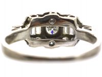 Art Deco 18ct White Gold Diamond Ring with Baguette Diamond Detail