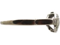 Art Deco 18ct White Gold Diamond Ring with Baguette Diamond Detail