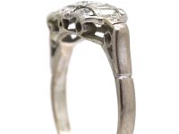 Art Deco 18ct White Gold Diamond Ring with Baguette Diamond Detail