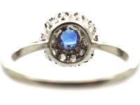 Art Deco 18ct White Gold & Platinum, Sapphire & Diamond Cluster Ring