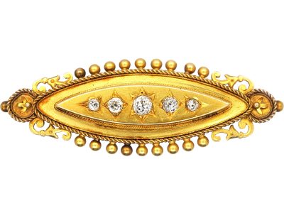Victorian 18ct Gold & Diamond Brooch with Locket on the Reverse