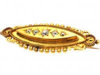 Victorian 18ct Gold & Diamond Brooch with Locket on the Reverse