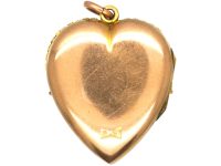 Edwardian Large 9ct Gold Heart Shaped Locket set with a Diamond