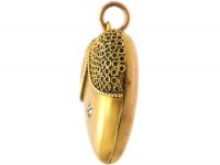 Edwardian Large 9ct Gold Heart Shaped Locket set with a Diamond